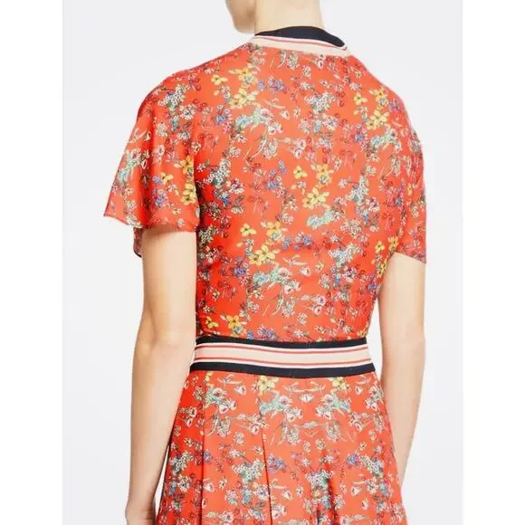 NWT Alice & Olivia Lydia Tie Front Scarf Print Crop Top SzM Versatile Trendy Fun - Picture 2 of 14